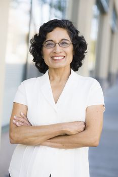 Portrait of an Indian Businesswoman Standing Outside With Arms Crossed