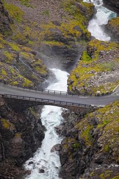 Trollstigen in Norway, the famous road photographed from above