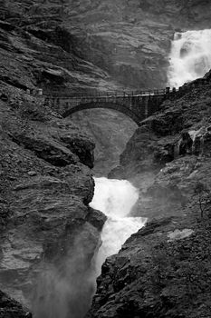 Trollstigen in Norway, the famous road photographed from below