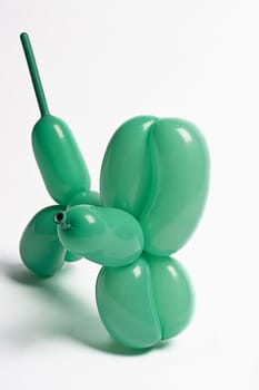 green balloon dog looking around