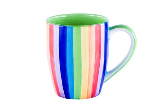 rainbow color cup isolated on white background