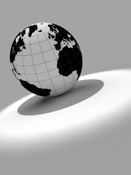 3d earth on white and grey background