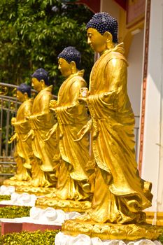 Buddha standing in chinese temple ,Nakhonnayok ,Thailand