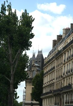 Houses on the streets of the capital of France - Paris.