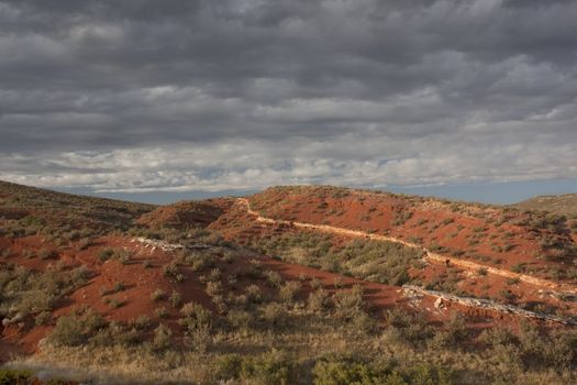 Red Mountain Open Space semi desert landscape in northern Colorado near Wyoming border, boundary between mountains and plains, late summer