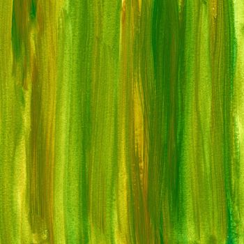 green and brown watercolor abstract background painted with vertical brush strokes, self made