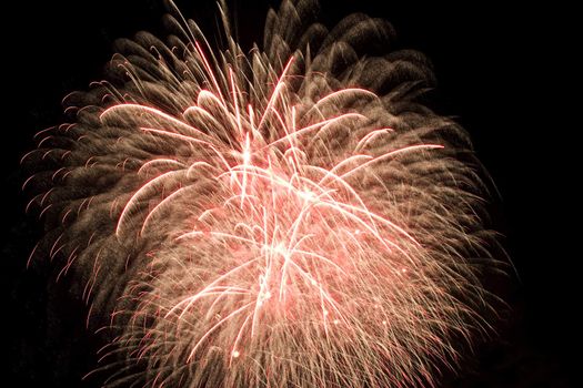 Firework display against black sky