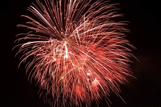 Firework display against black sky