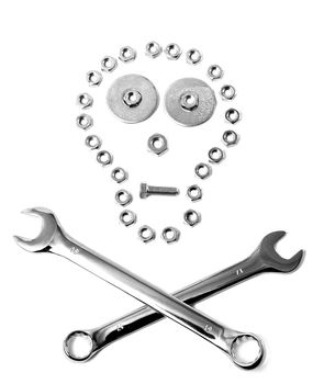 Nuts & bolts danger abstract conposition skull