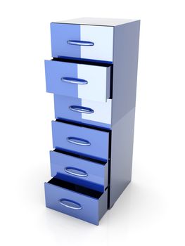 3D rendered Illustration. A filing cabinet. Isolated on white.