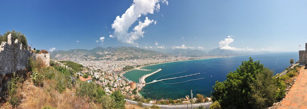 Great View to Alanya from high mountain panorama