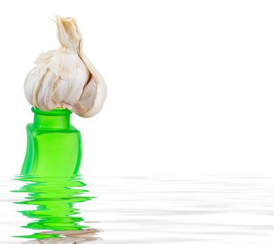 Closeup. Natural Garlic bulb on white background