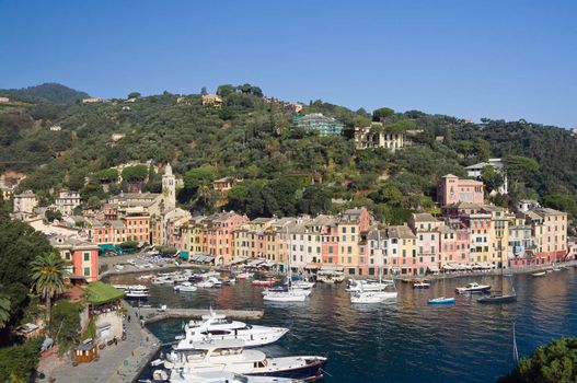 panorama of Portofino, Italy famous small town in mediterranean sea