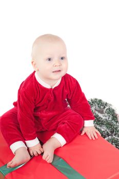 Studio shot of cute little christmas baby