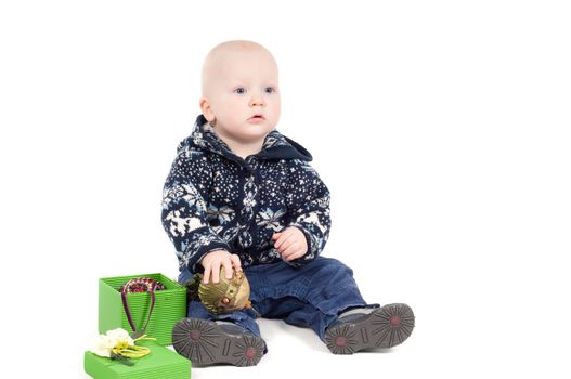 Studio shot of cute little christmas baby