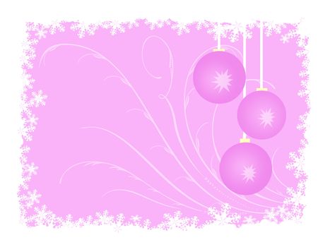 pink christmas backgorund with balls