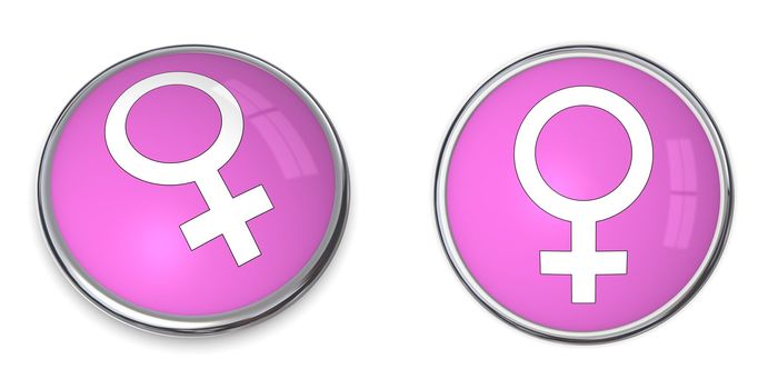 pnk-purple button with white female gender sign/symbol