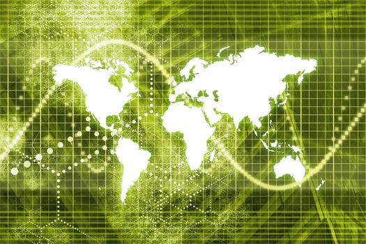Green Digital World Business Abstract With Graph Background