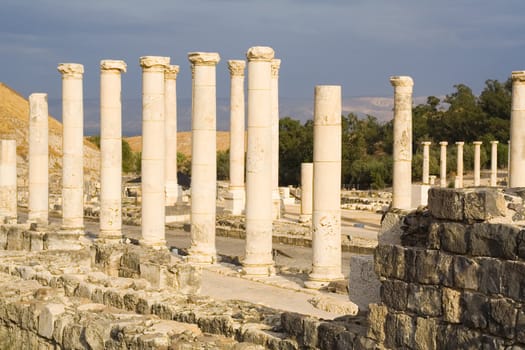 The ruins of the Roman city Scythopolis. Beit Shean. Israel