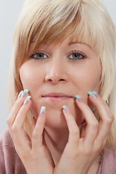 Protrait of women with beautiful acrylic fingernails