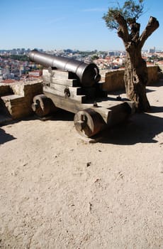 iron cannon weapon protecting the capital of Portugal, Lisbon