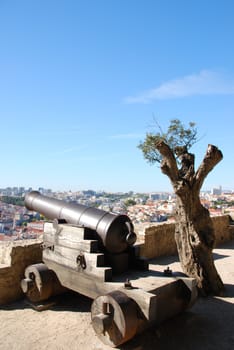 iron cannon weapon protecting the capital of Portugal, Lisbon