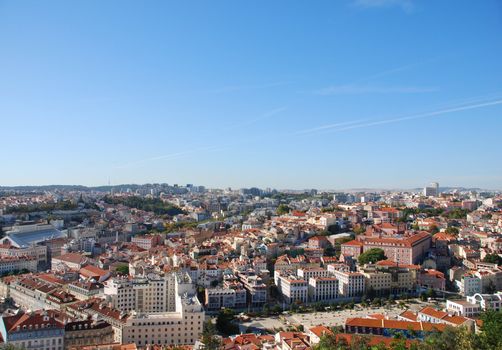 beautiful cityscape view of the capital of Portugal, Lisbon (sky background)