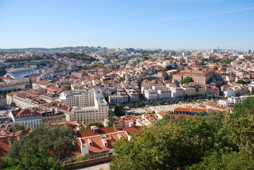 beautiful cityscape view of the capital of Portugal, Lisbon (sky background)