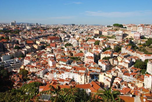 beautiful cityscape view of the capital of Portugal, Lisbon (sky background)