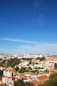 beautiful cityscape view of the capital of Portugal, Lisbon (sky background)