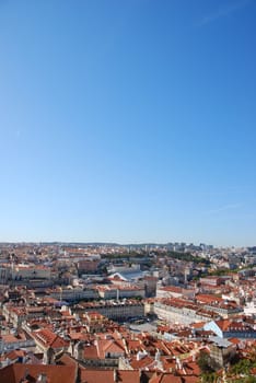 beautiful cityscape view of the capital of Portugal, Lisbon (sky background)