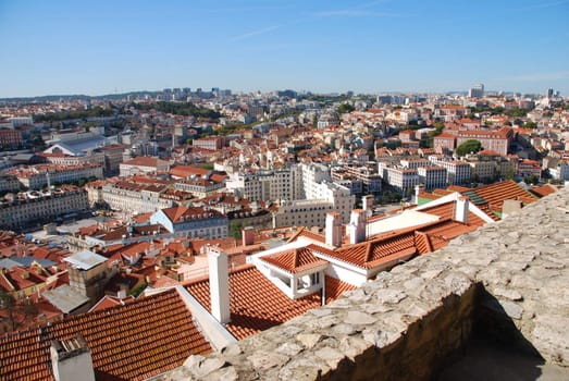 beautiful cityscape view of the capital of Portugal, Lisbon (sky background)