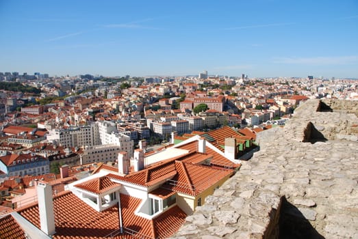 beautiful cityscape view of the capital of Portugal, Lisbon (sky background)