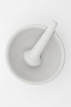 White mortar and pestle isolated on white