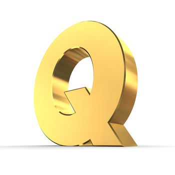 shiny 3d letter Q made of solid gold