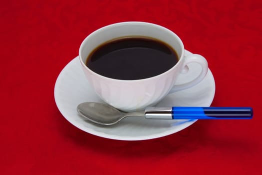 Coffee cup over red background