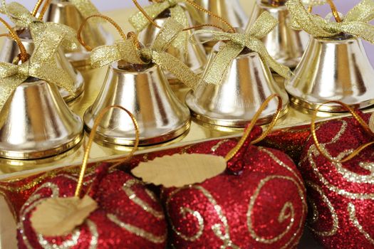 Close up shot of some colorful christmas decorations.