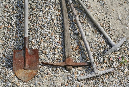 Detail of some rusty old tools.