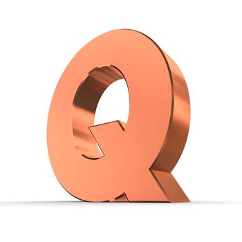 shiny 3d letter Q made of solid bronze/copper