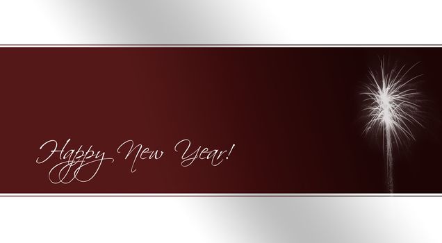 A card as template for new year's eve invitations with fireworks (text included as path)