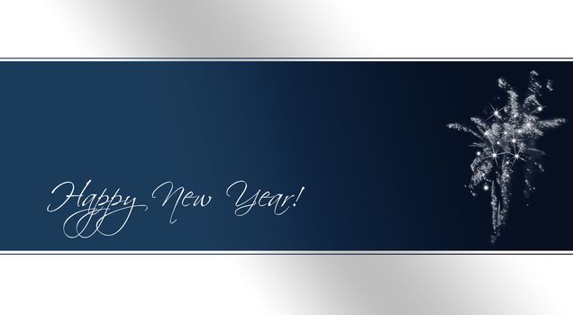 A card as template for new year's eve invitations with fireworks (text included as path)