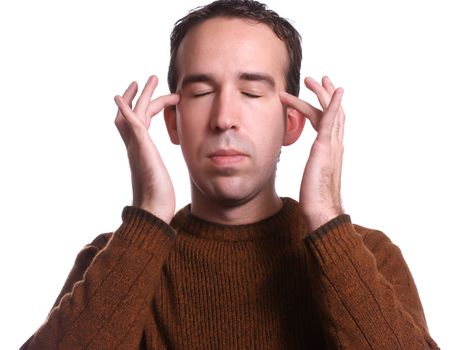 Closeup view of a man using EFT tapping to help relieve various ailments