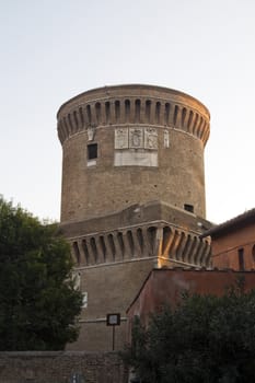 An old Roman castle tower in the Ostia, Italy