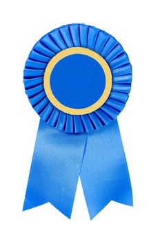 Blank blue ribbon award isolated on white background with clipping path.