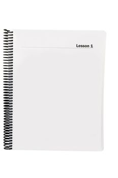 Spiral notebook opened to page with copy space.  Isolated on white with clipping path.