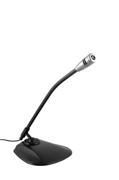 black microphone on a white background