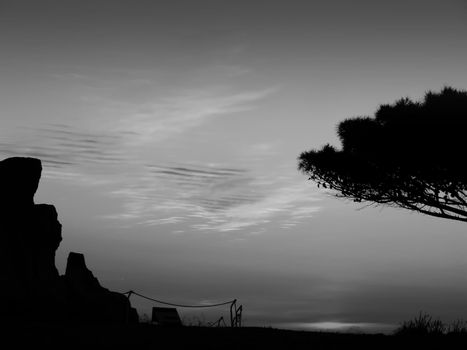 The oldest free-standing building/temple in the world. Oldest neolithic prehistoric temple built thousands of years before the pyramids. - Hagar Qim & Mnajdra Temples in Malta, Mediterranean Sea, Europe - here seen silhouetted at sunset