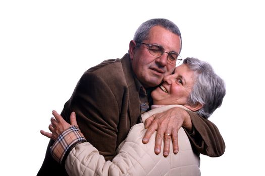 happy mature couple in studio