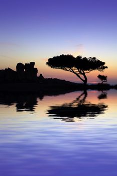The oldest free-standing building/temple in the world. Oldest neolithic prehistoric temple built thousands of years before the pyramids. - Hagar Qim & Mnajdra Temples in Malta, Mediterranean Sea, Europe - here seen silhouetted at sunset