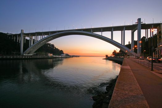 Oporto bridge at beautiful sunset 